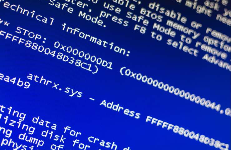 Una classica schermata blu di errore di Windows